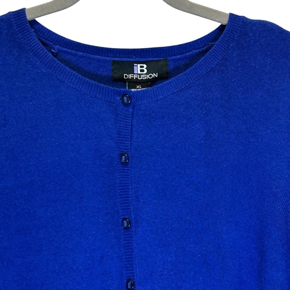 NWT Vintage IB Diffusion Cobalt Blue Button-Up Cardigan Sweater - Size XL - Picture 4 of 9